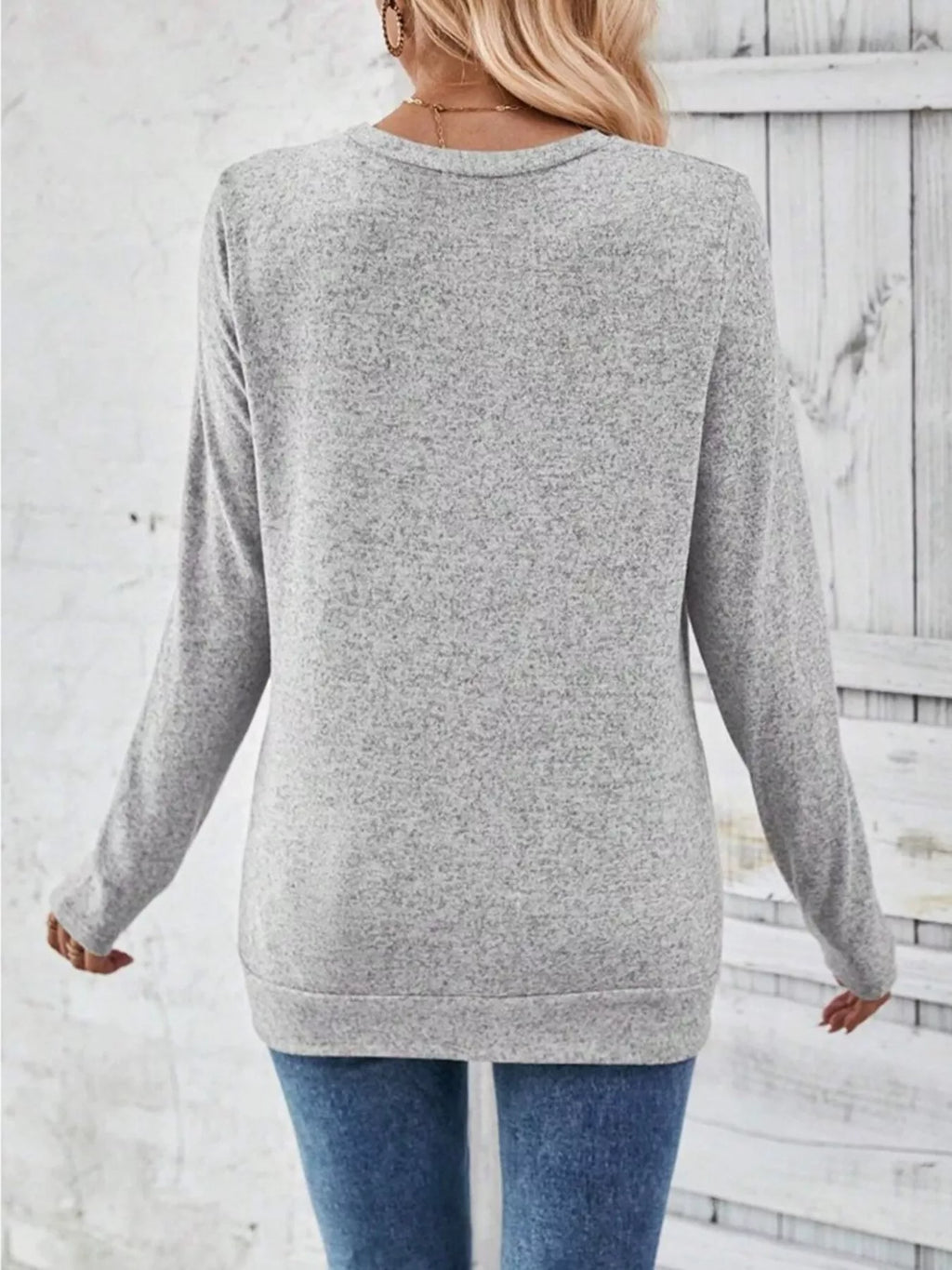 Casual Decor Button Long Sleeve T-Shirt
