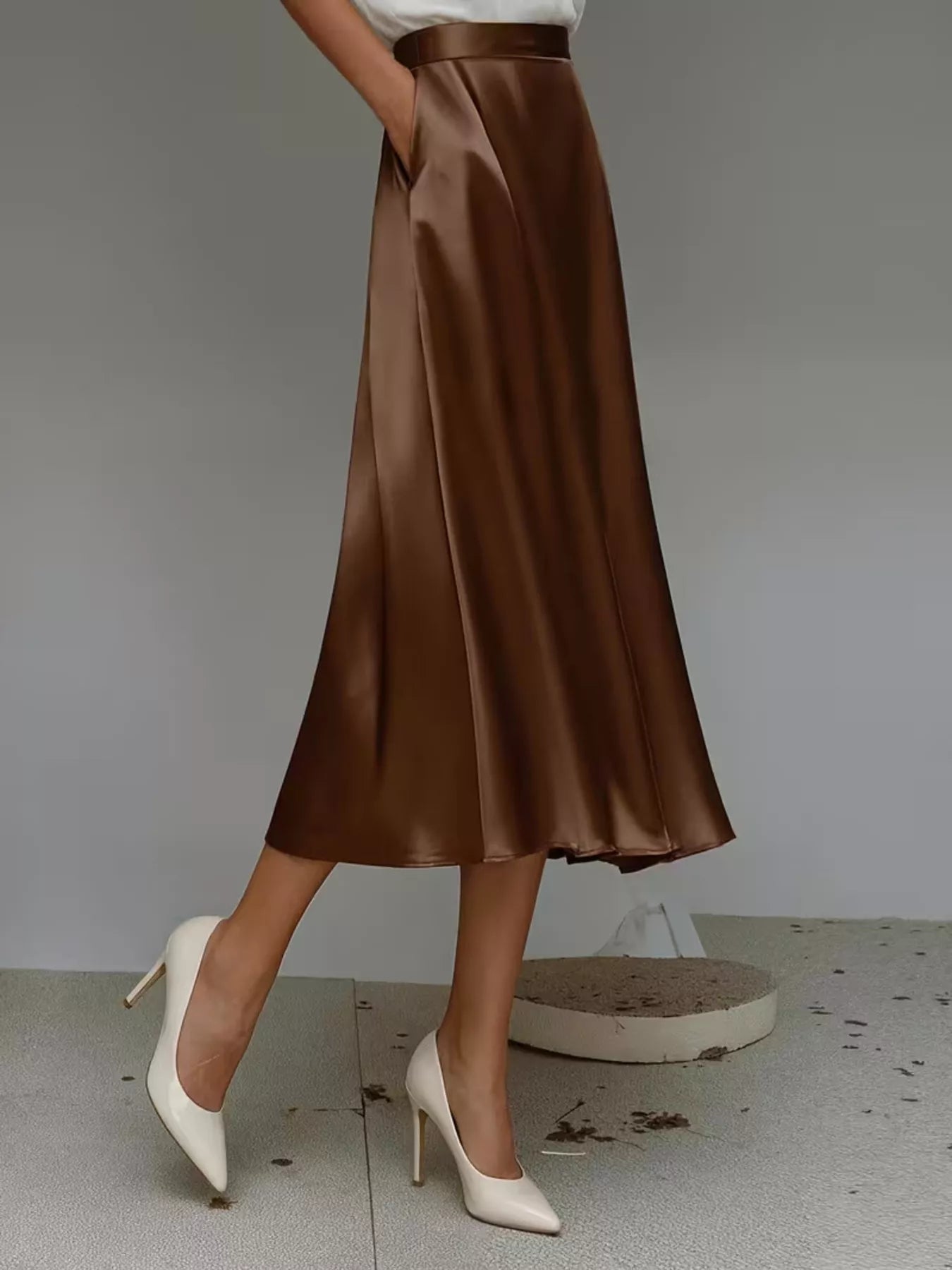 Satin Midi Skirt