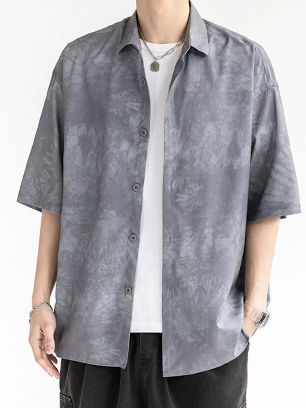 Men's Plus Size Casual Tie-dye Short Sleeve Shirt