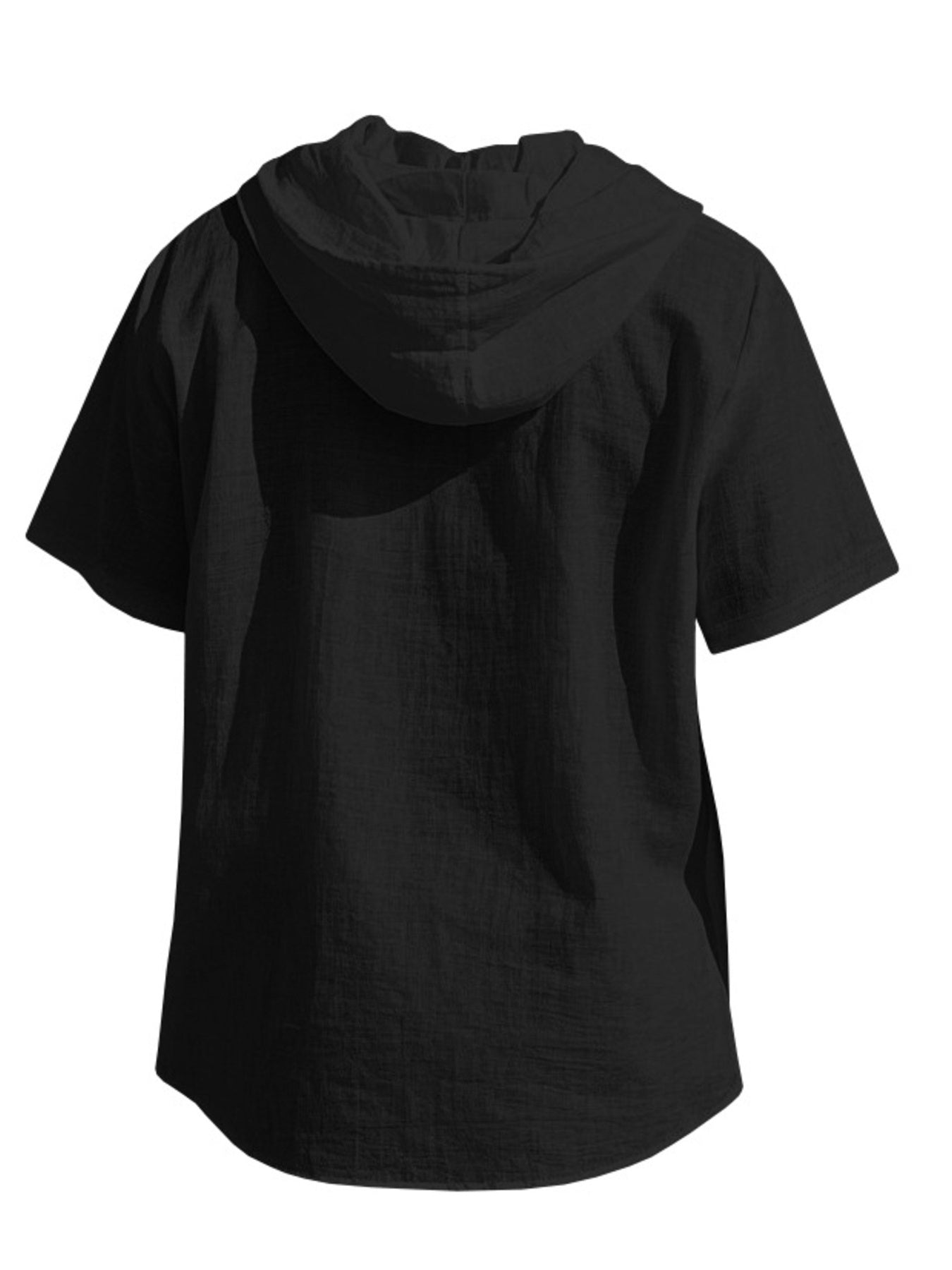 Men's Full Size Casual Hooded Short Sleeve Shirt Plus Size