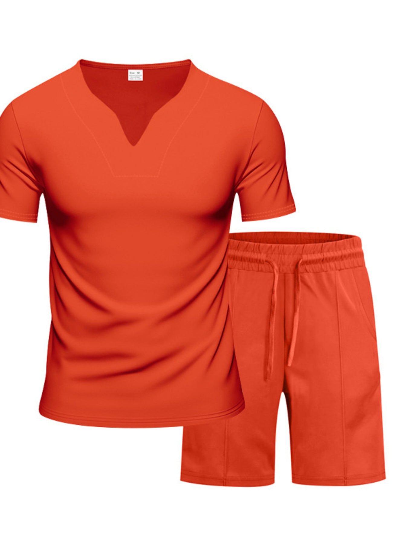 Men's Full Size V-Neck Short Sleeve T-Shirt and Shorts Set Plus Size