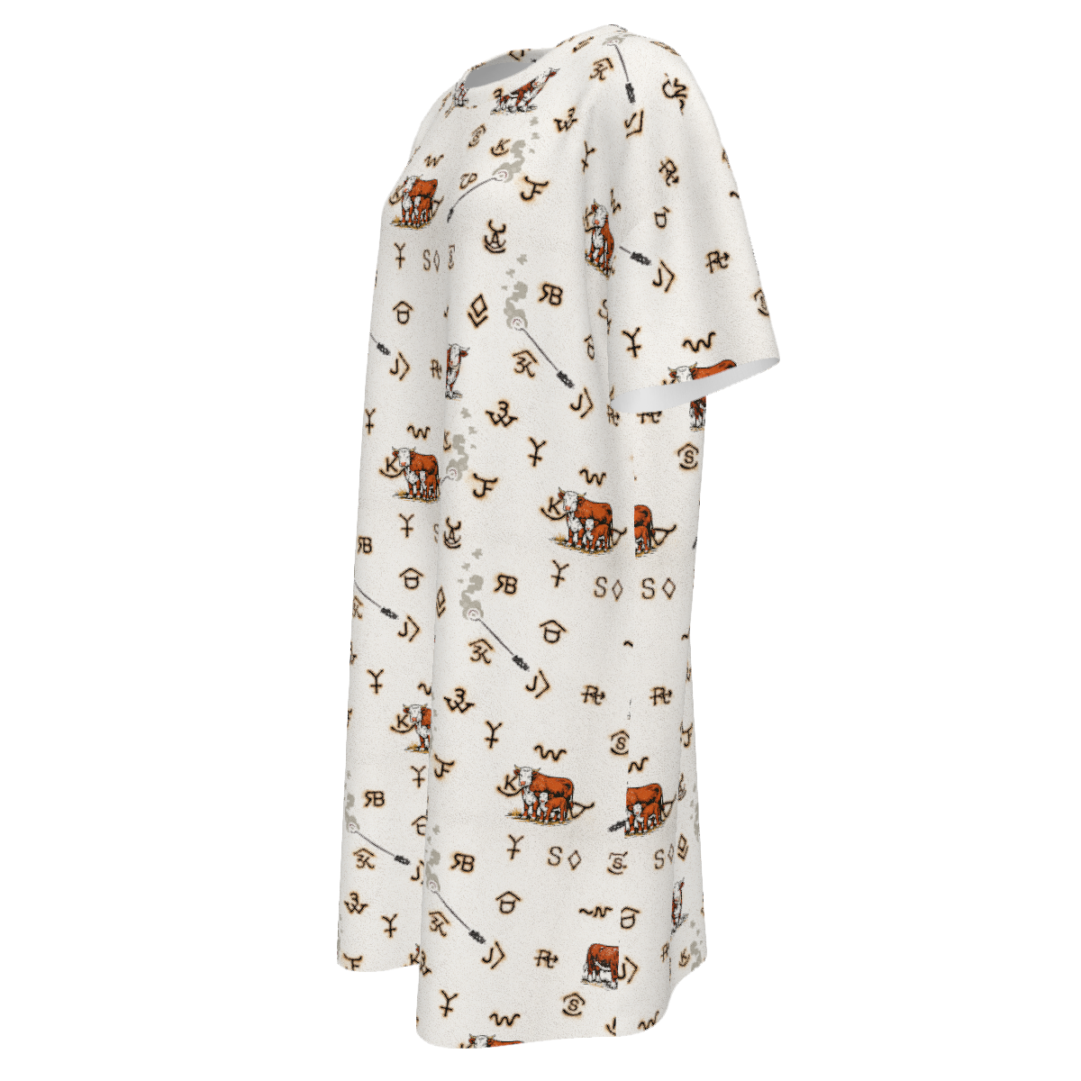 Baha Ranch Hereford Brands Western T Shirt Dress or Sleep Shirt
