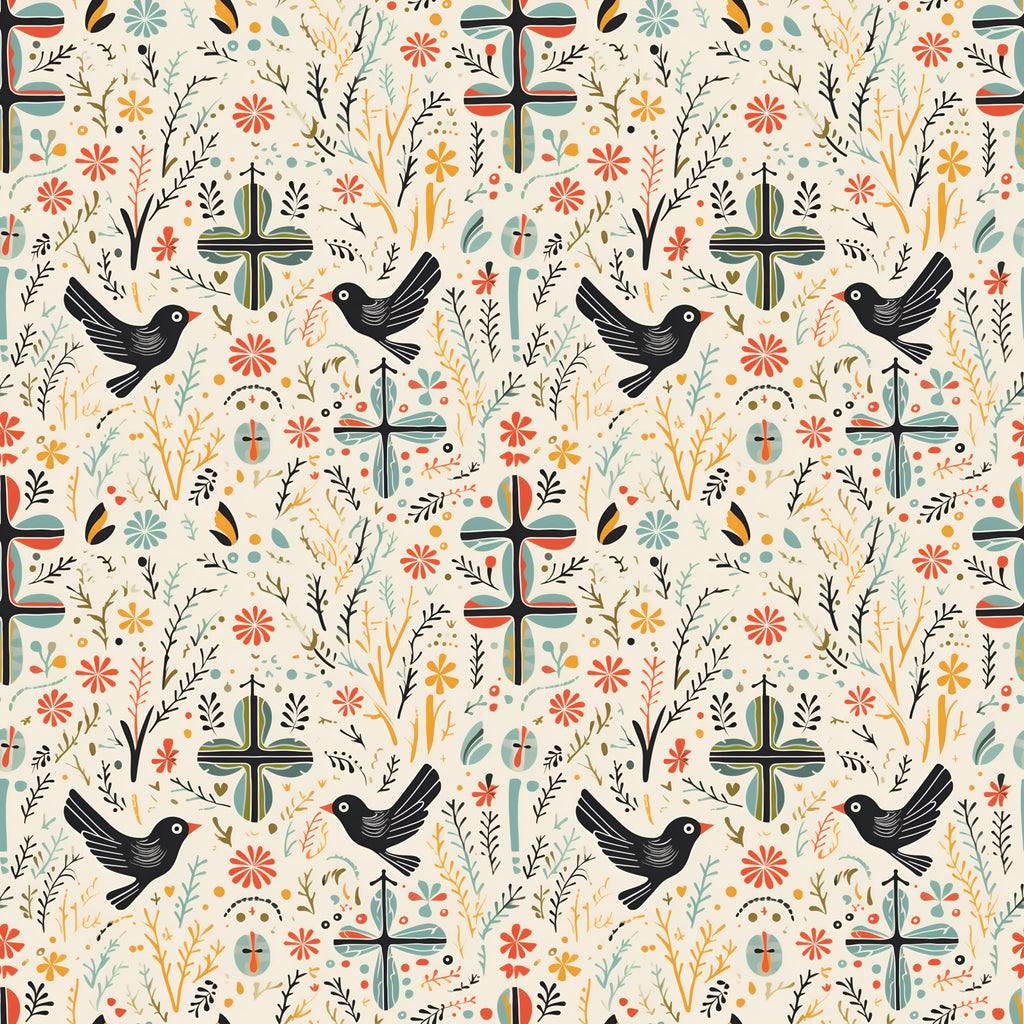 Premium Christian Wrapping Paper (3 Pcs) - Symbols Printed of Cross and Dove Birds Gift Wrapping Paper - Religious Gift Wrap Paper for Baptism First Holy Communion Nativity and Other Occasions