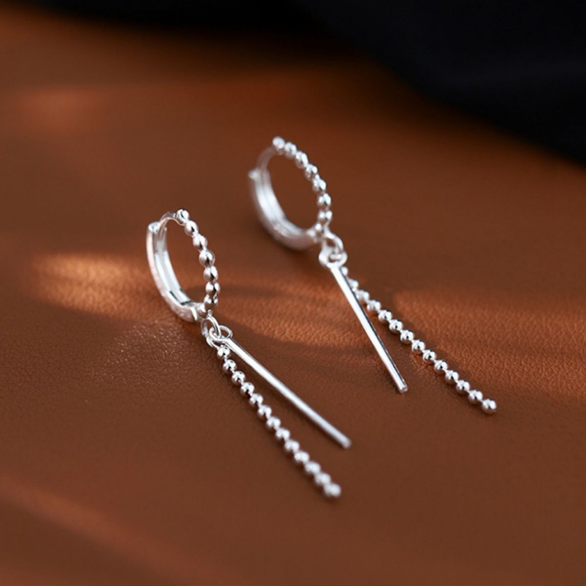 925 Sterling Silver Hoop Drop Earrings