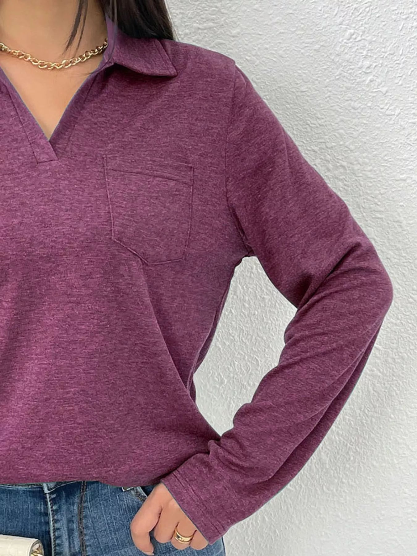 Casual Long Sleeve Polo T-Shirt