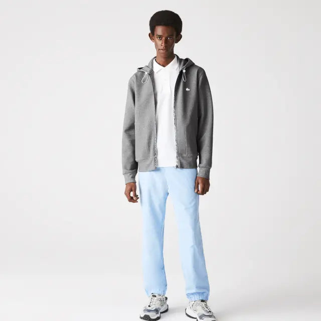 Lacoste Men's Hooded Cotton Blend Lettered Zip Sweatshirt