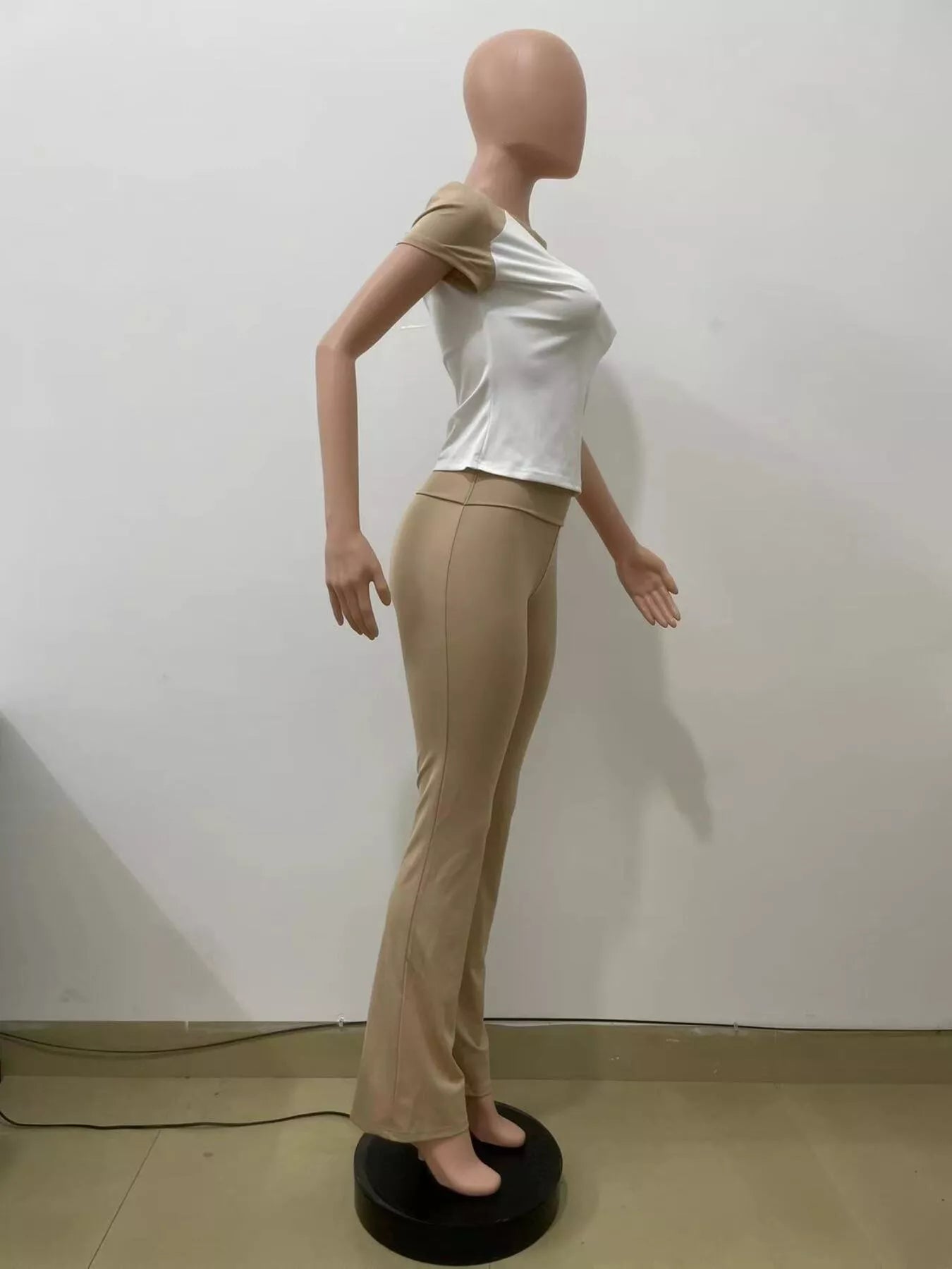 Contrast Short Sleeve Tee and Pants Set