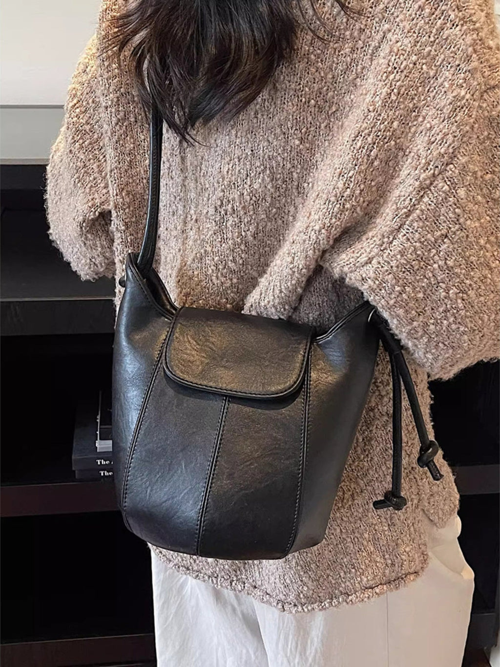 Knot Strap Bucket Crossbody Bag
