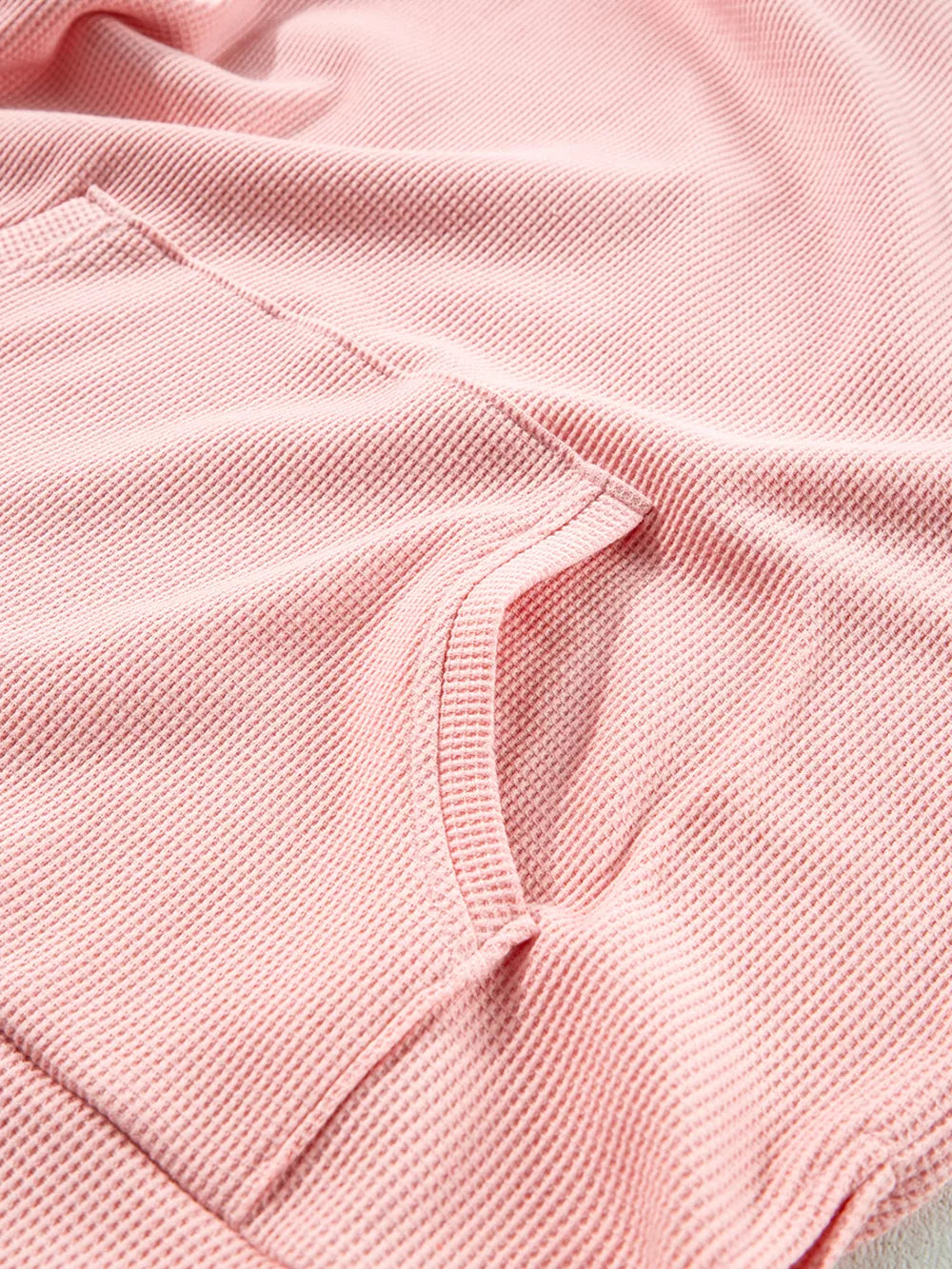 Waffle Knit Fleece Lined High Low Oversized Hoodie