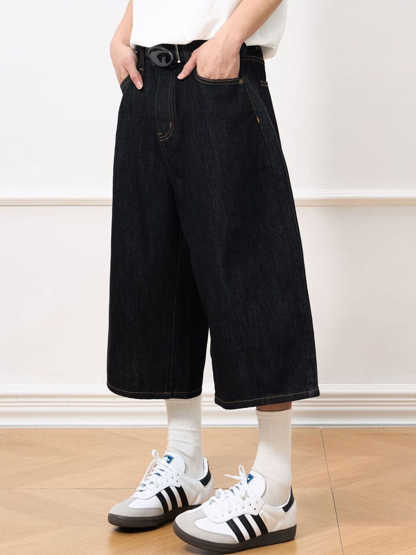 Men's Wide Leg Denim Shorts