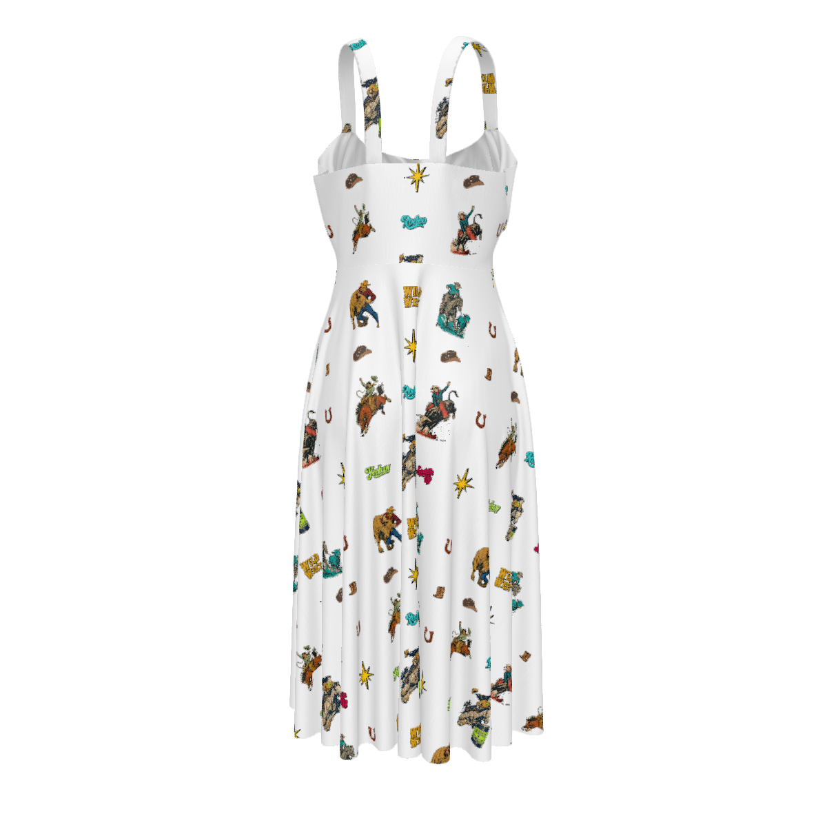 Baha Ranch The Last Roundup Western Rodeo Prairie Dress in White
