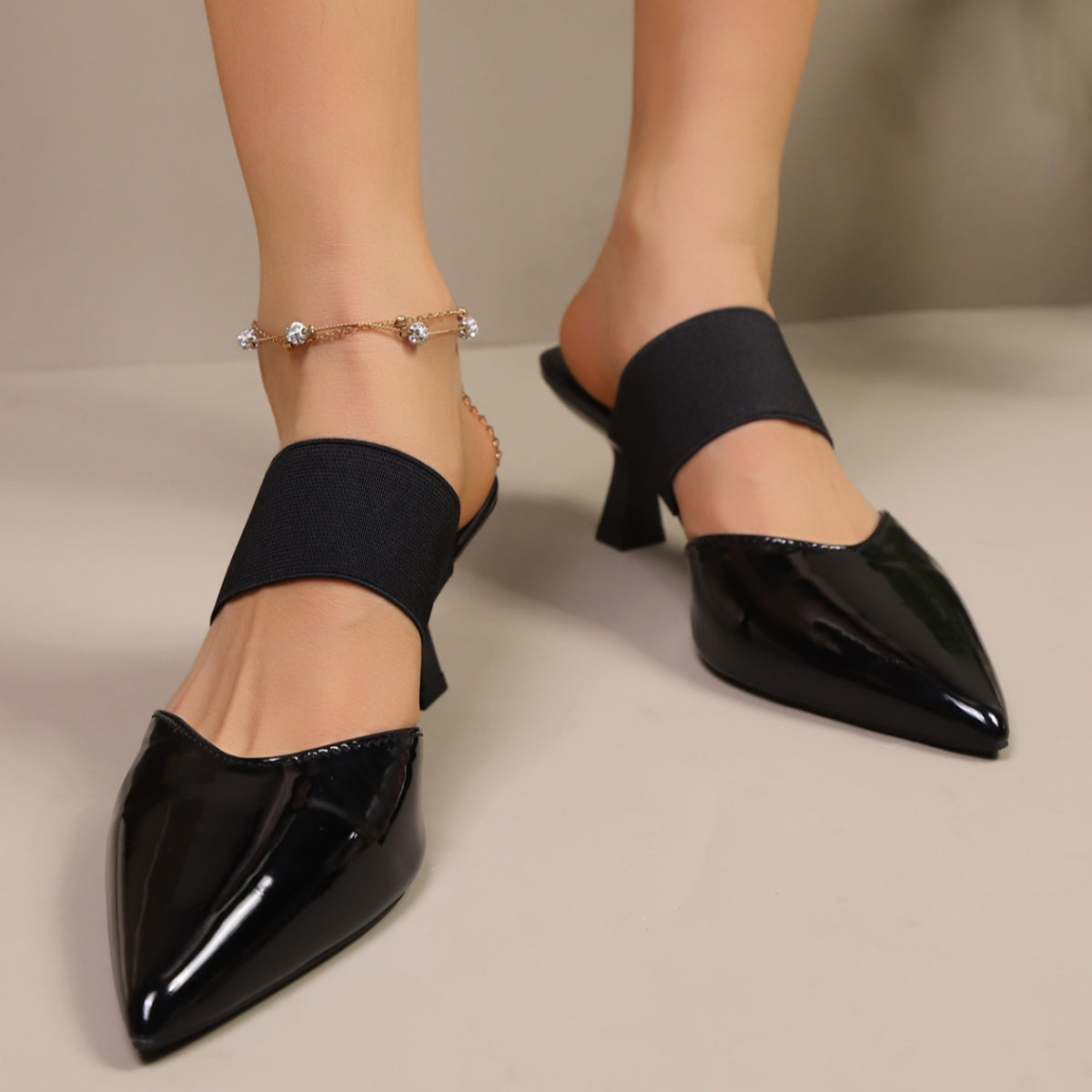 Point Toe Flare Heel Sandals