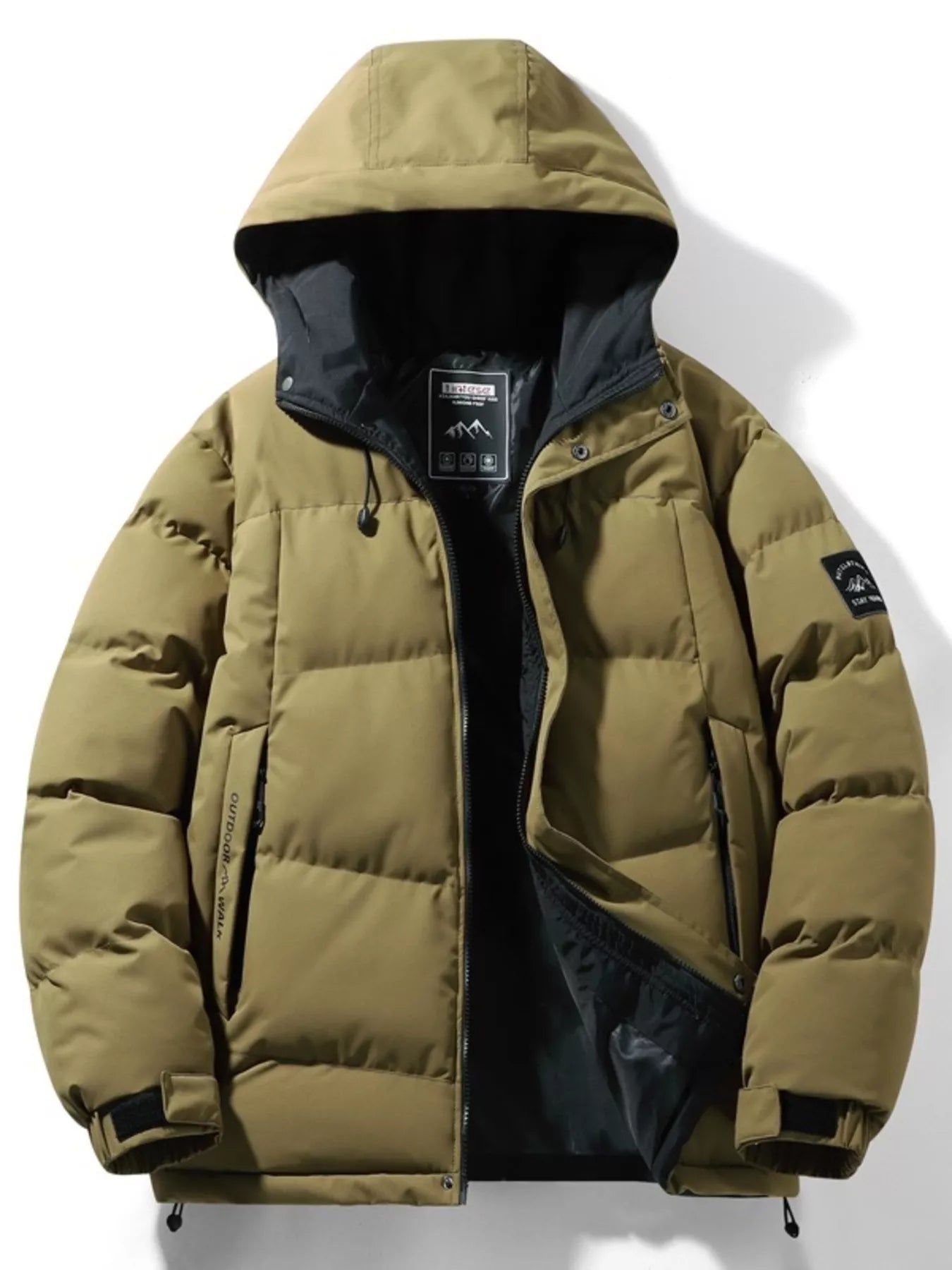 Men's Full Size Outdoor Padded Hooded Puffer Jacket Plus Size