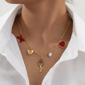 18K Gold-Plated Alloy Chain Necklace with Pendant