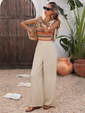 Tie Shoulder Wide Leg Jumpsuit