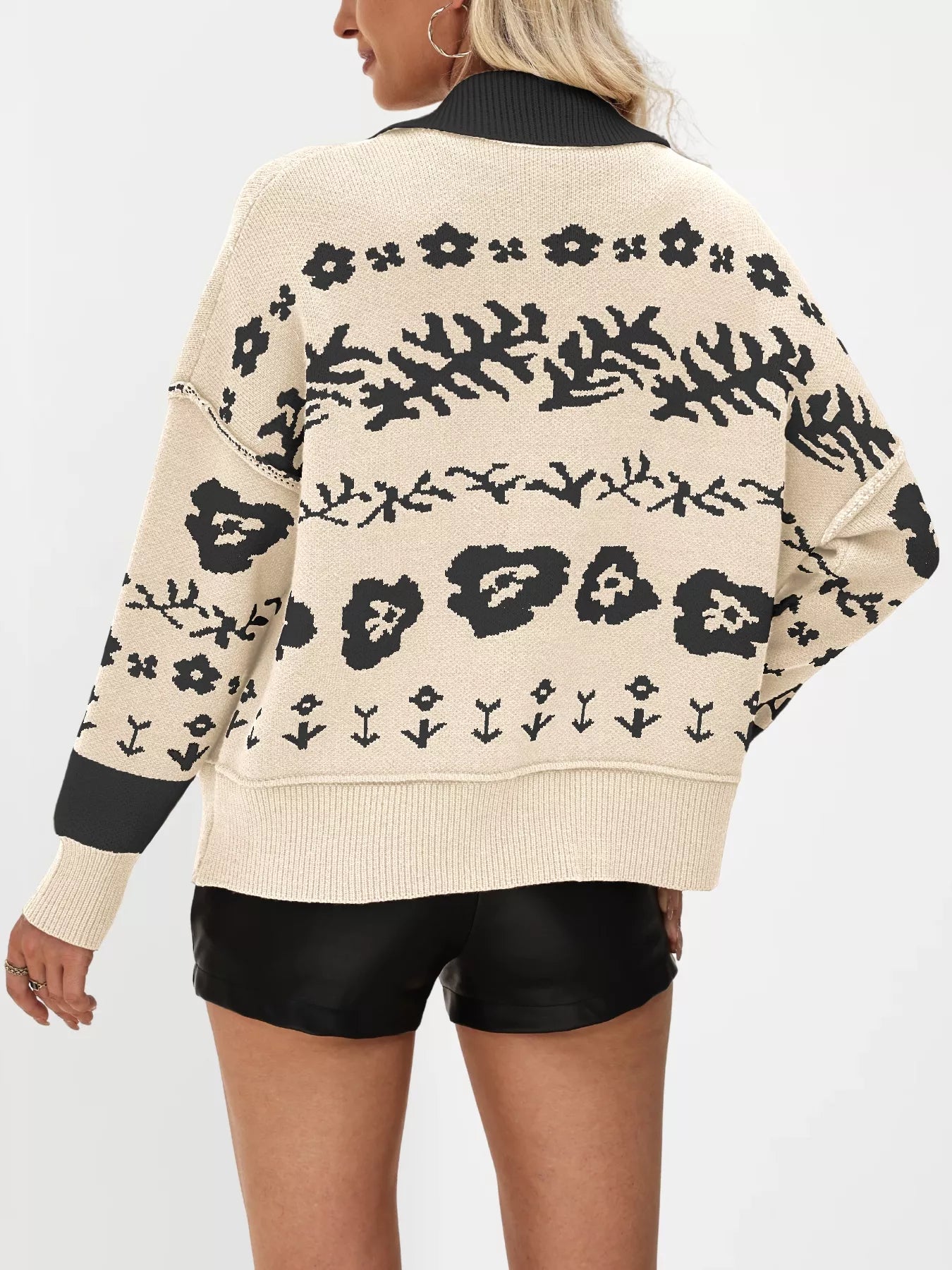 Floral Pattern Button-Down Cardigan