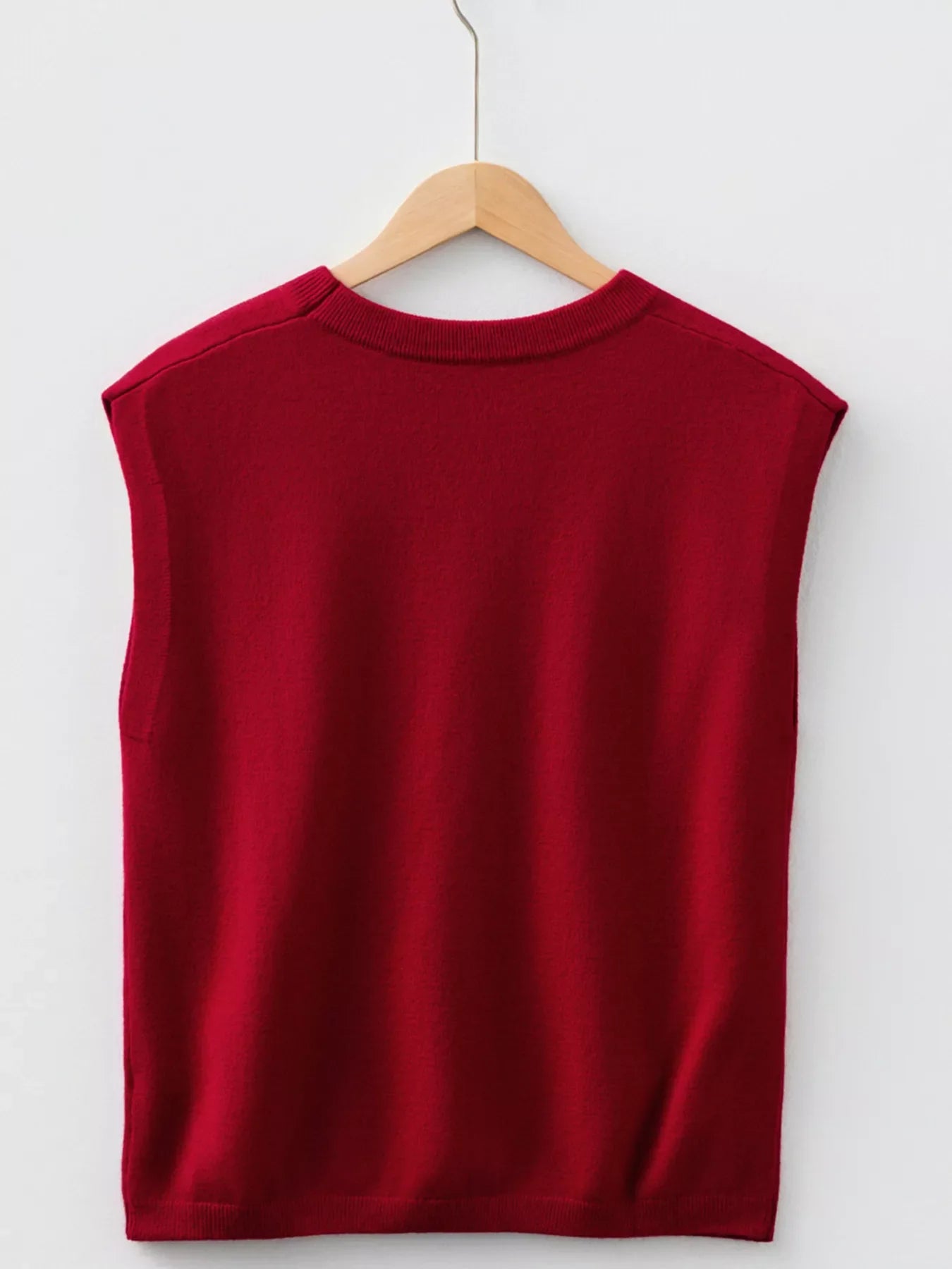 Solid Color Crew Neck Knit Cap Sleeve Sweater