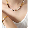 Tiger's Eye Freshwater Pearl 18K Gold-Plated Bead Necklace