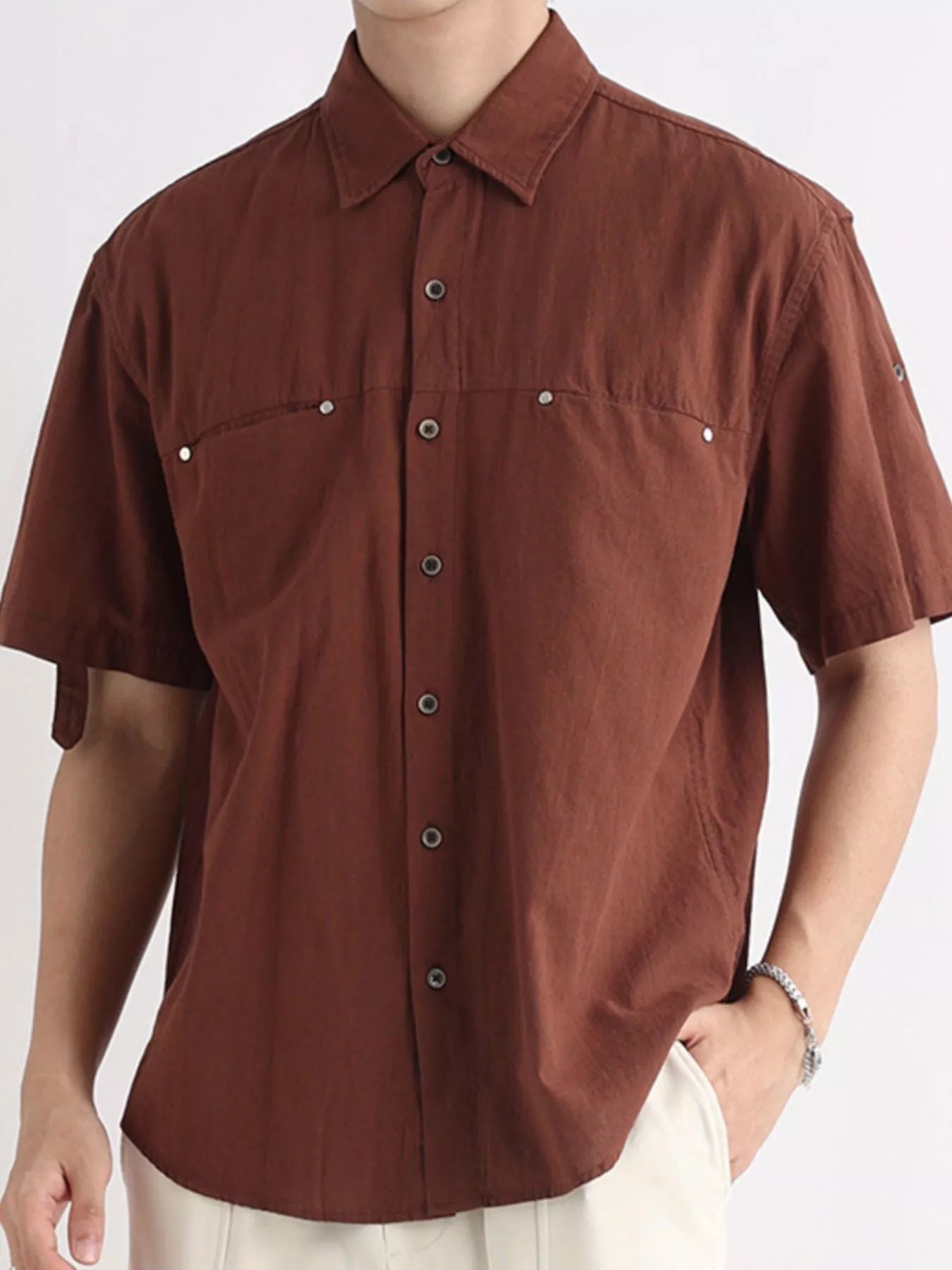 Men's Plus Size Short Sleeve Button-Down Shirt