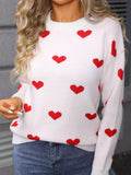 Valentine's Day Heart Pattern Dropped Shoulder Sweater