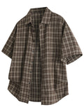 Men's Plus Size Plaid Short Sleeve Shirt