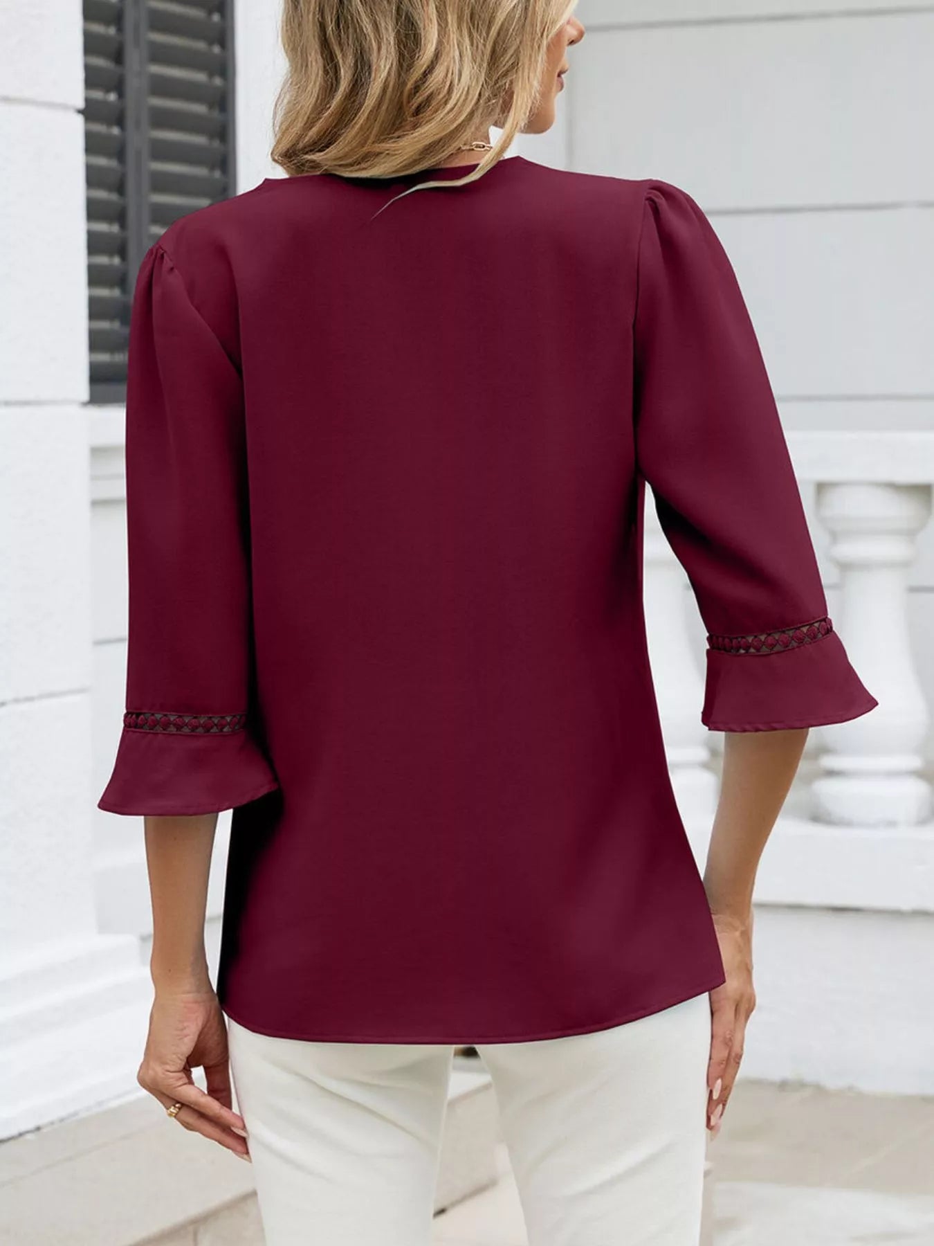 V-Neck 3/4 Sleeve Blouse