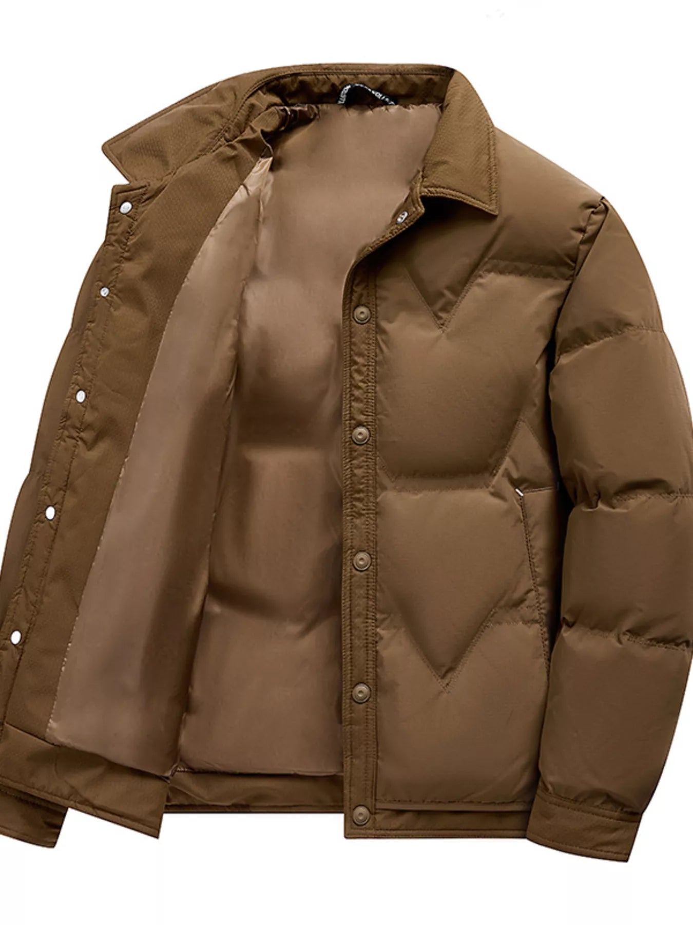Men's Plus Size Snap-Down Padded Winter Coat