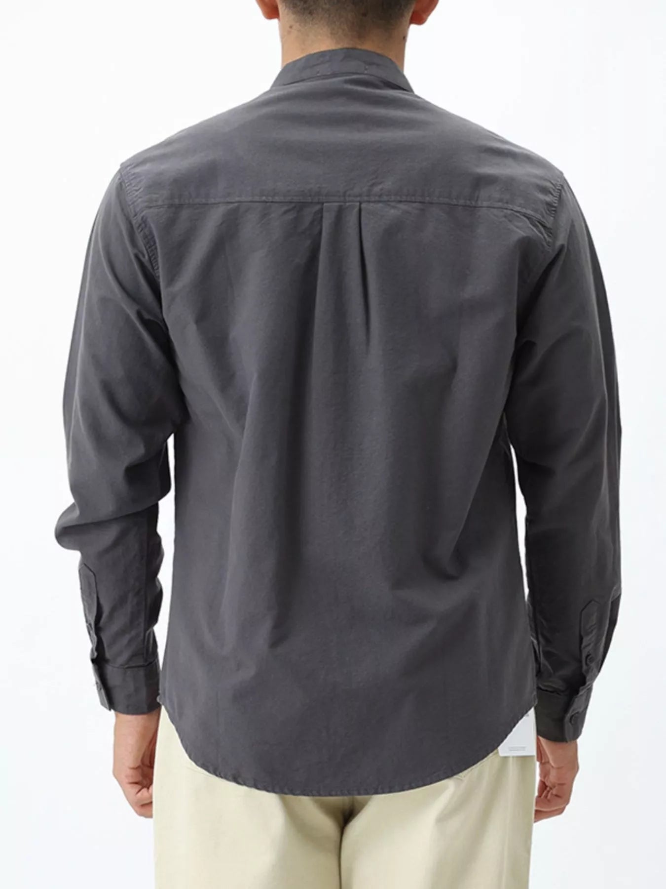 Men's Plus Size Casual Long Sleeve Shirt with Double Chest Pockets