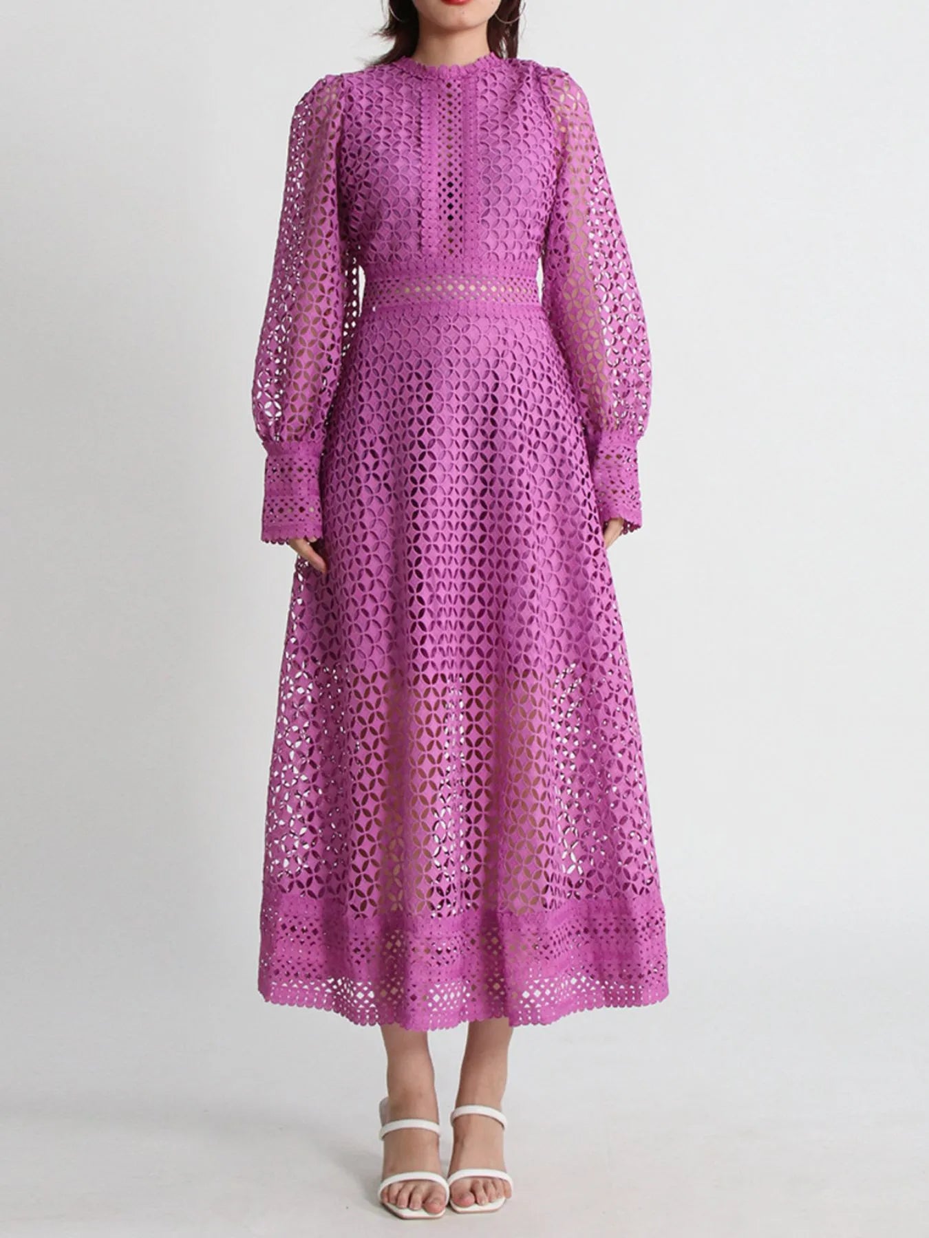 Lace Long Sleeve Midi Dress