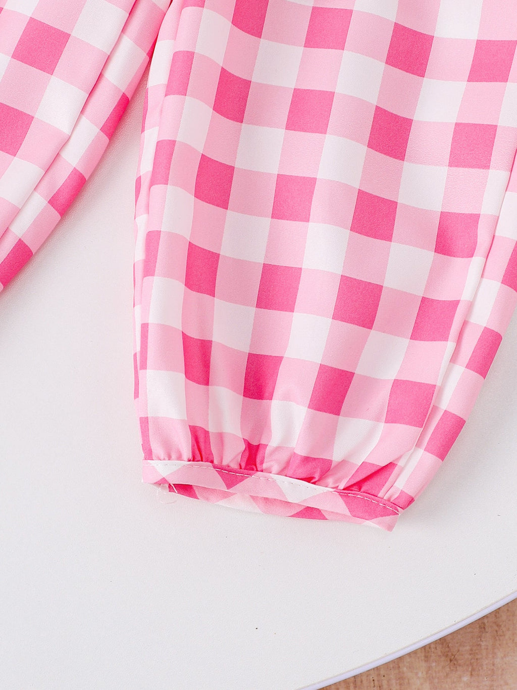 Children's Ribbed Tank Top and Plaid Pants Set with Bows