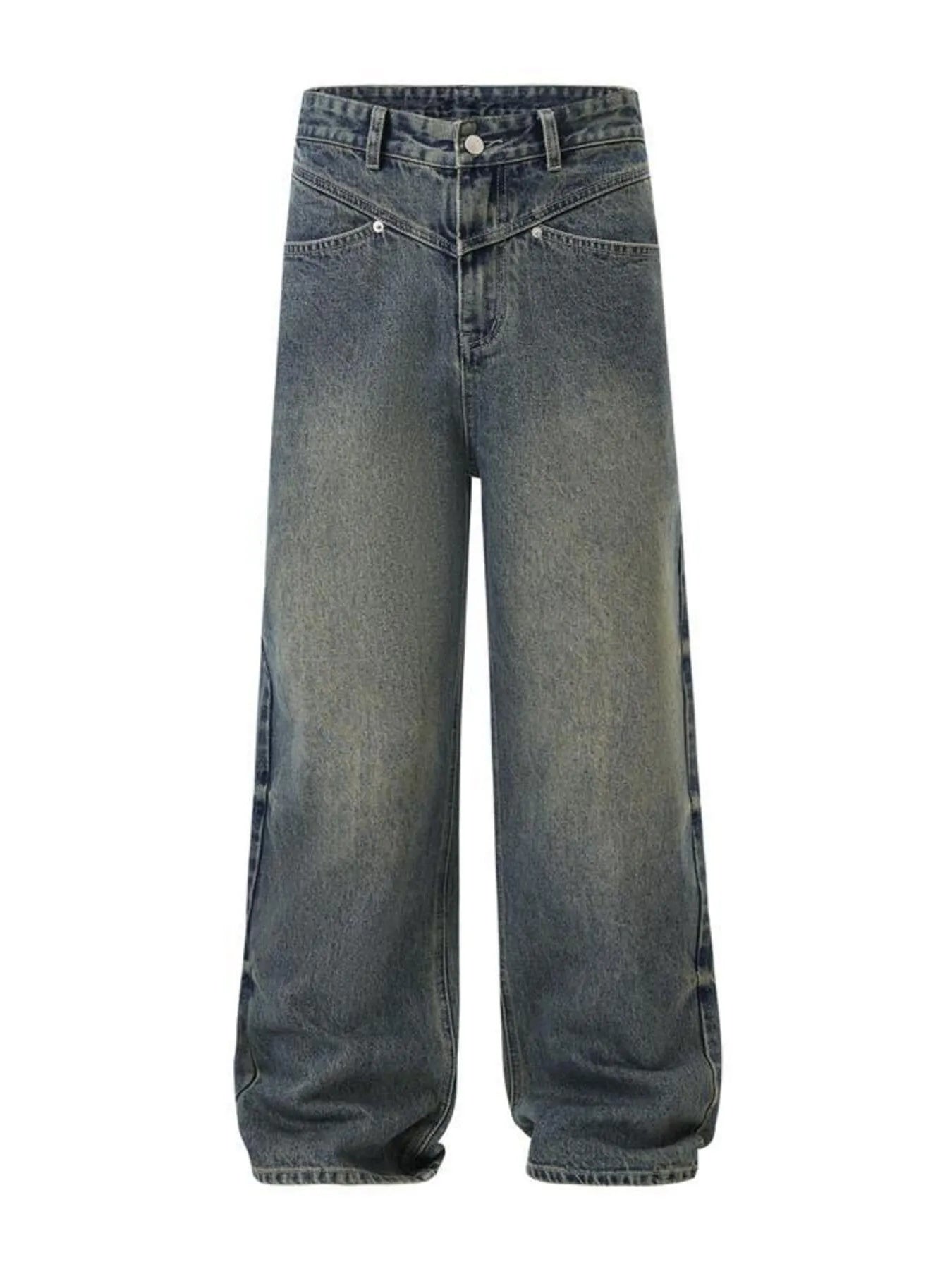 Men's Full Size Vintage Wash Wide Leg Jeans Plus Size
