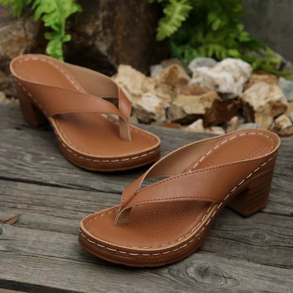 Toe Post Block Heels Sandals