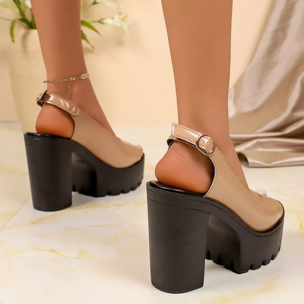 Open Toe Block Heels Sandals
