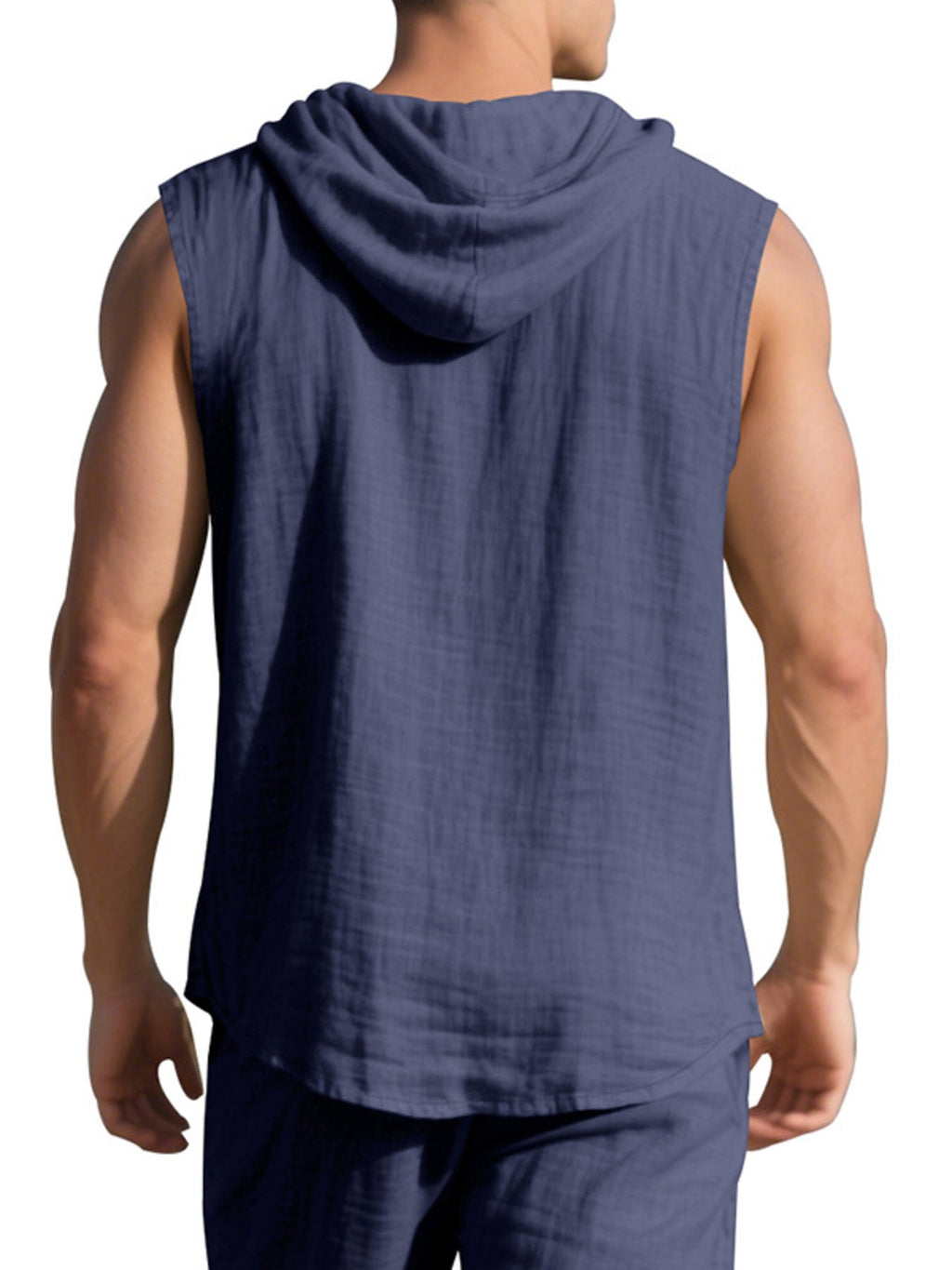 Men's Full Size Casual Sleeveless Hooded Button-Down Top Plus Size