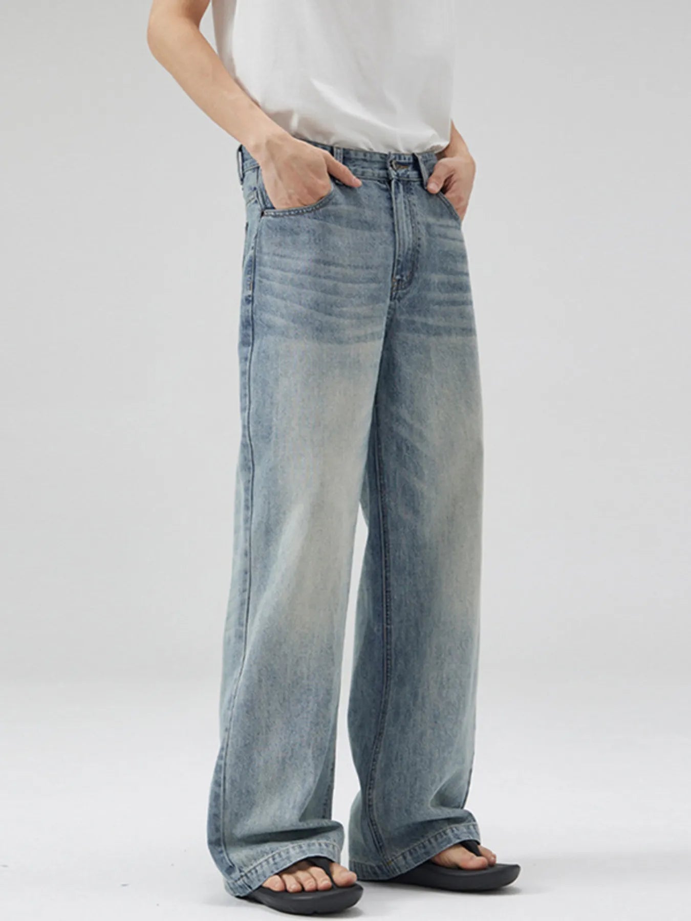 Men's Full Size Washed Wide Leg Jeans Plus Size