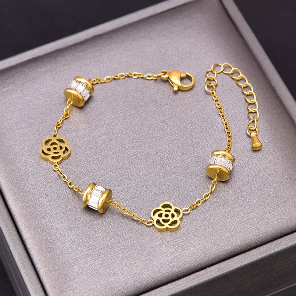 18K Gold-Plated Flower Bracelet