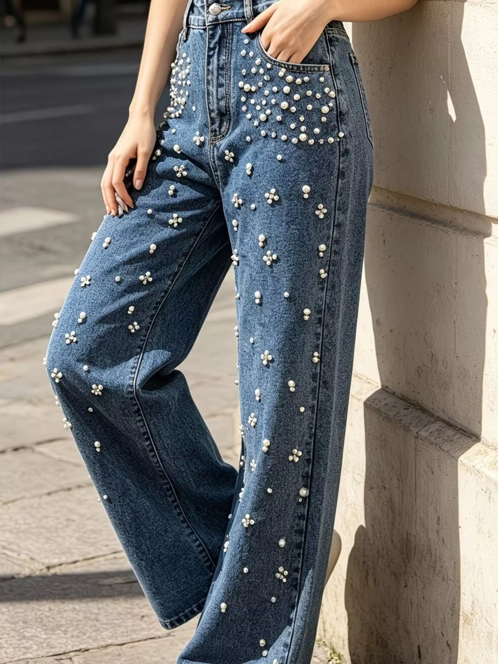 Embellished Wide-Leg Jeans