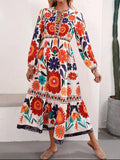 Floral Tie Waist Long Sleeve Dress