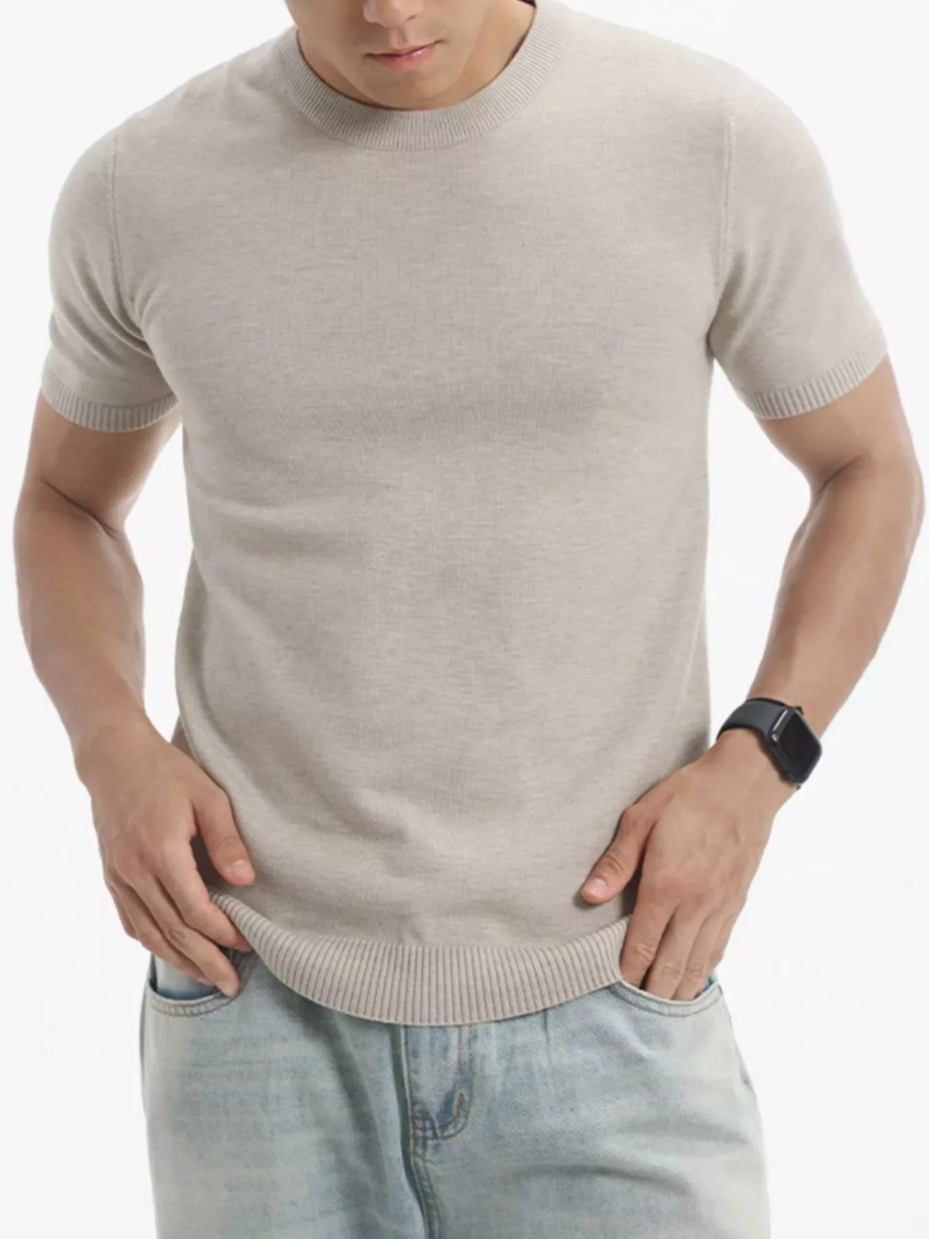 Men's Plus Size Casual Short Sleeve Knit Top