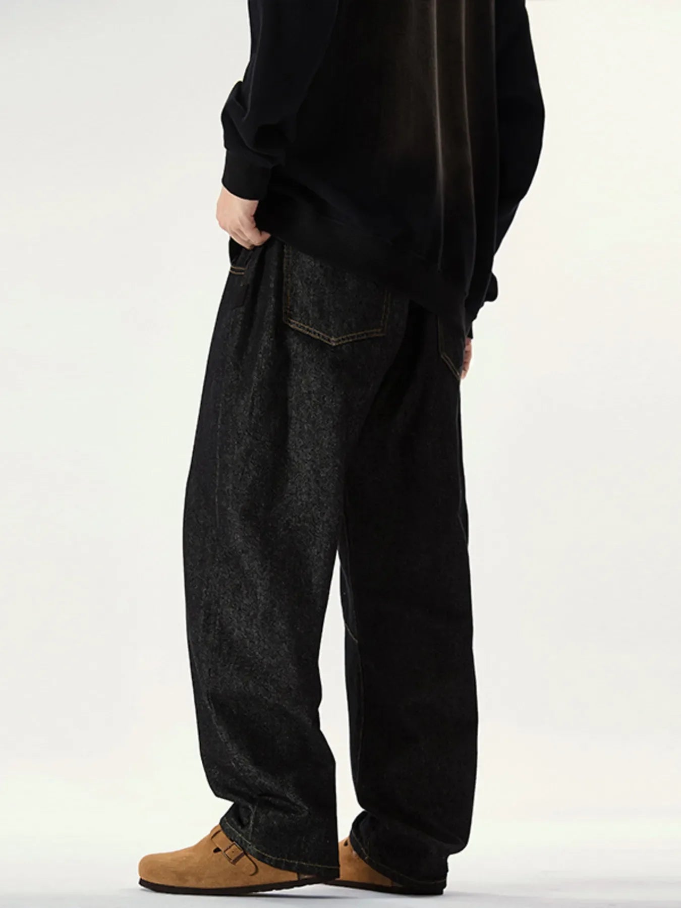 Men's Full Size Washed Relaxed Fit Drawstring Jeans Plus Size