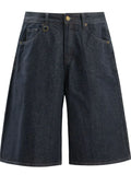 Men's Wide-Leg Denim Shorts with Pockets