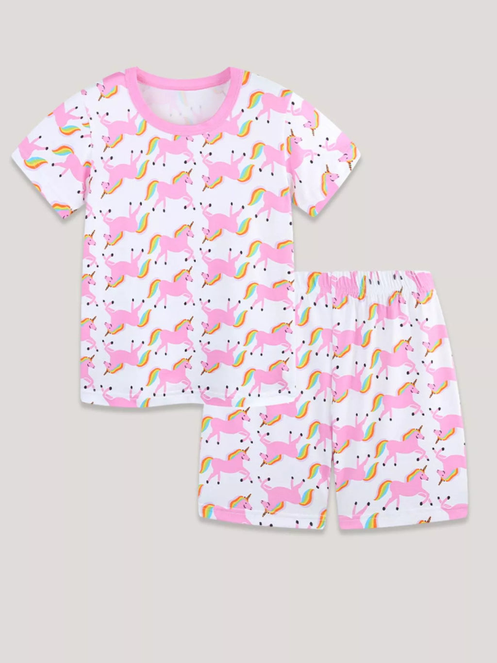 Children's Unicorn Print Short Sleeve Tee and Shorts Set