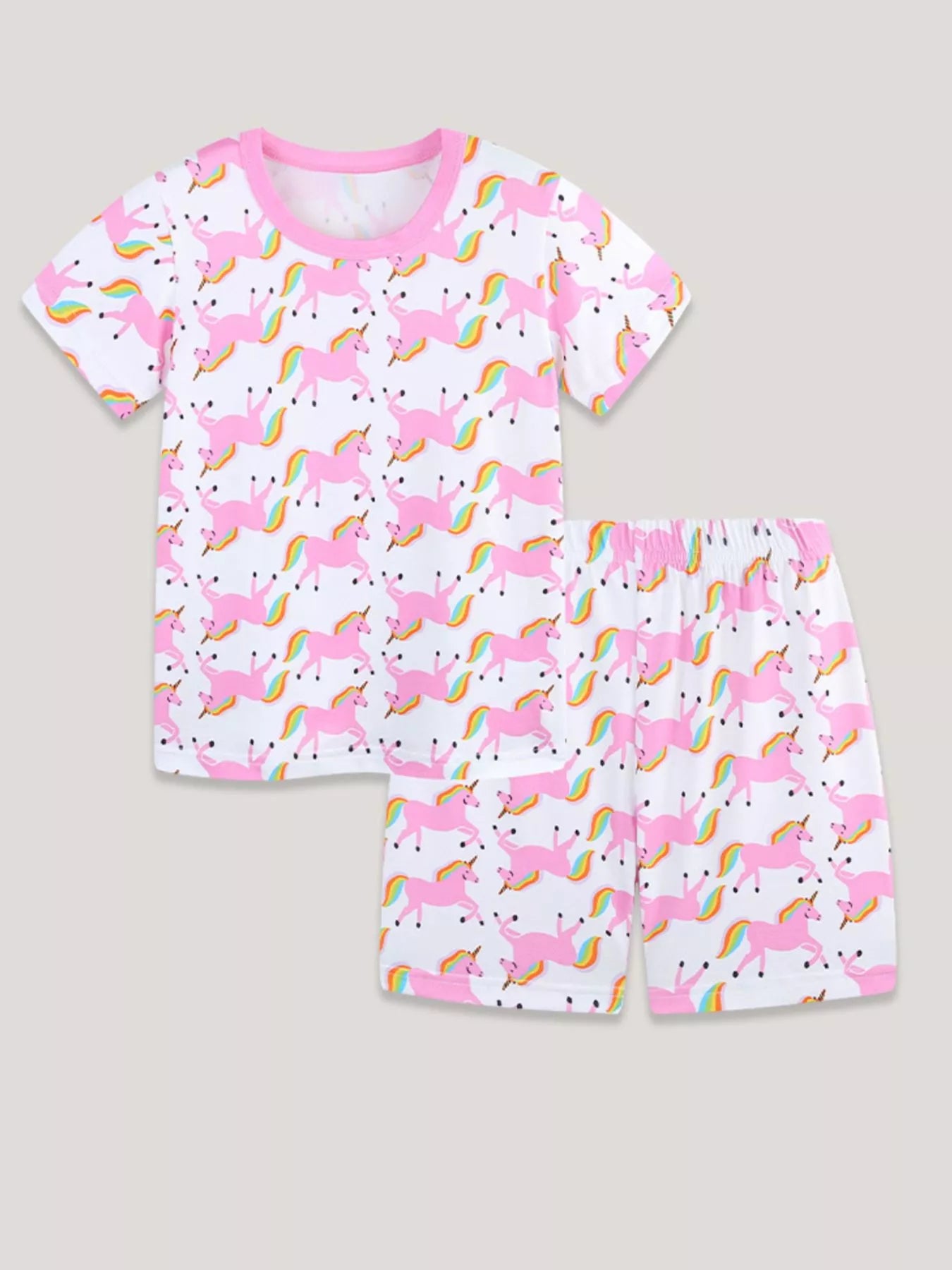 Children's Unicorn Print Short Sleeve Tee and Shorts Set