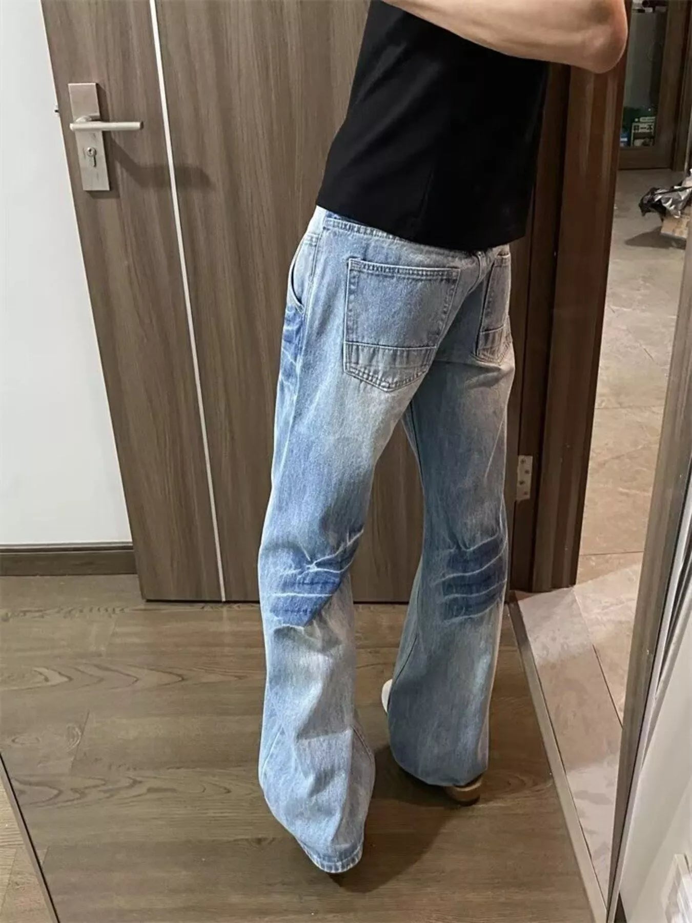 Men's Full Size Vintage Wash Wide Leg Jeans Plus Size