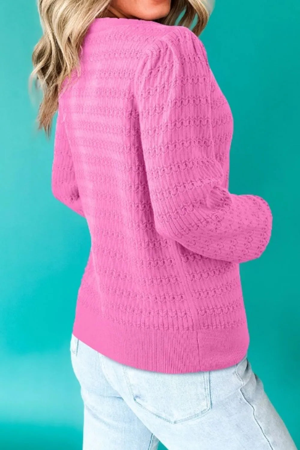 Texture Round Neck Long Sleeve Sweater