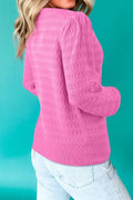 Texture Round Neck Long Sleeve Sweater
