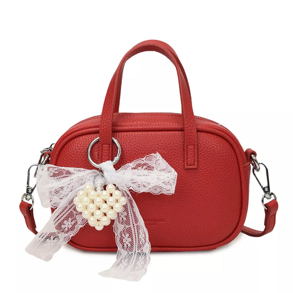Heart-Adorned Leather Crossbody Bag