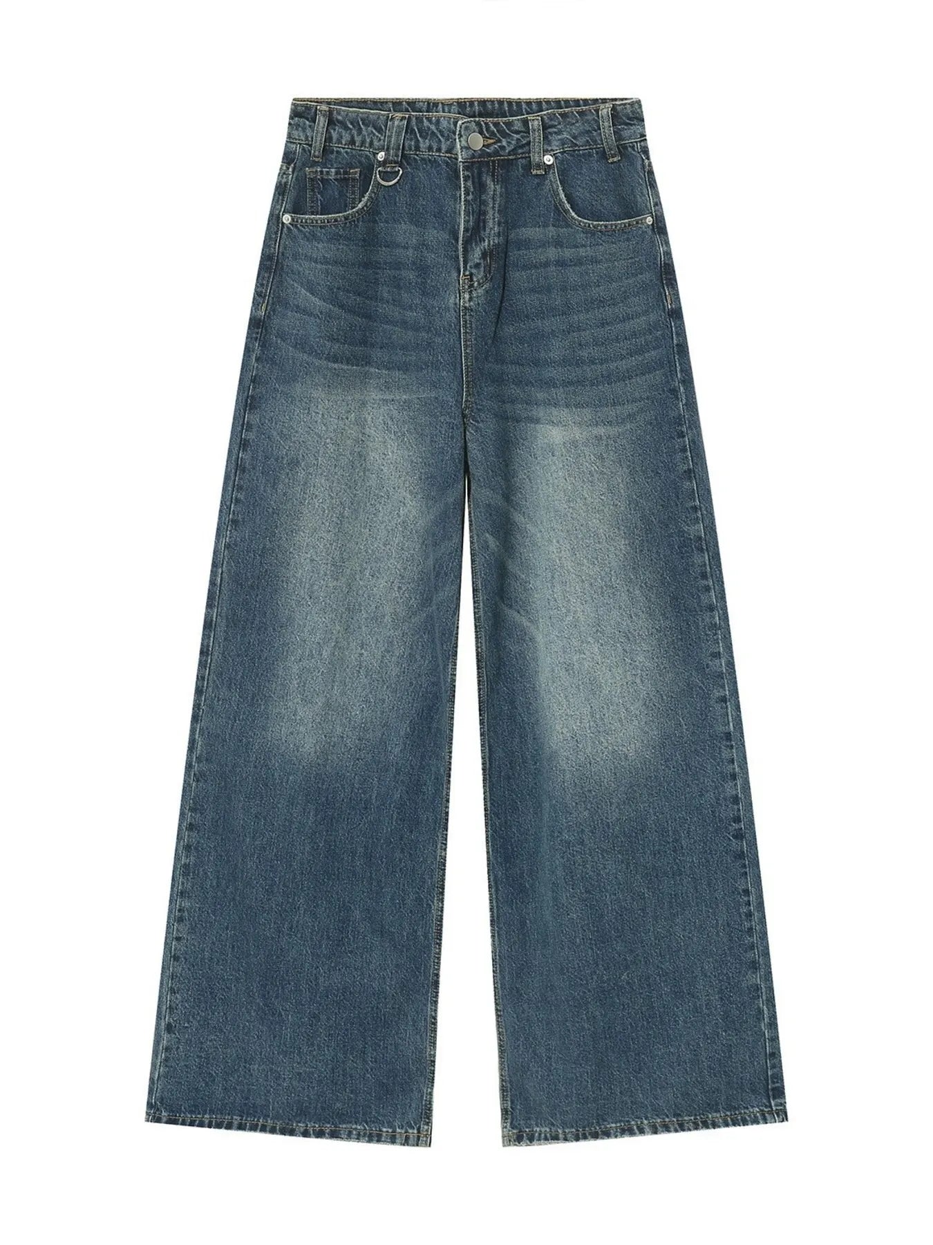 Men's Full Size Vintage Wash Wide Leg Jeans Plus Size