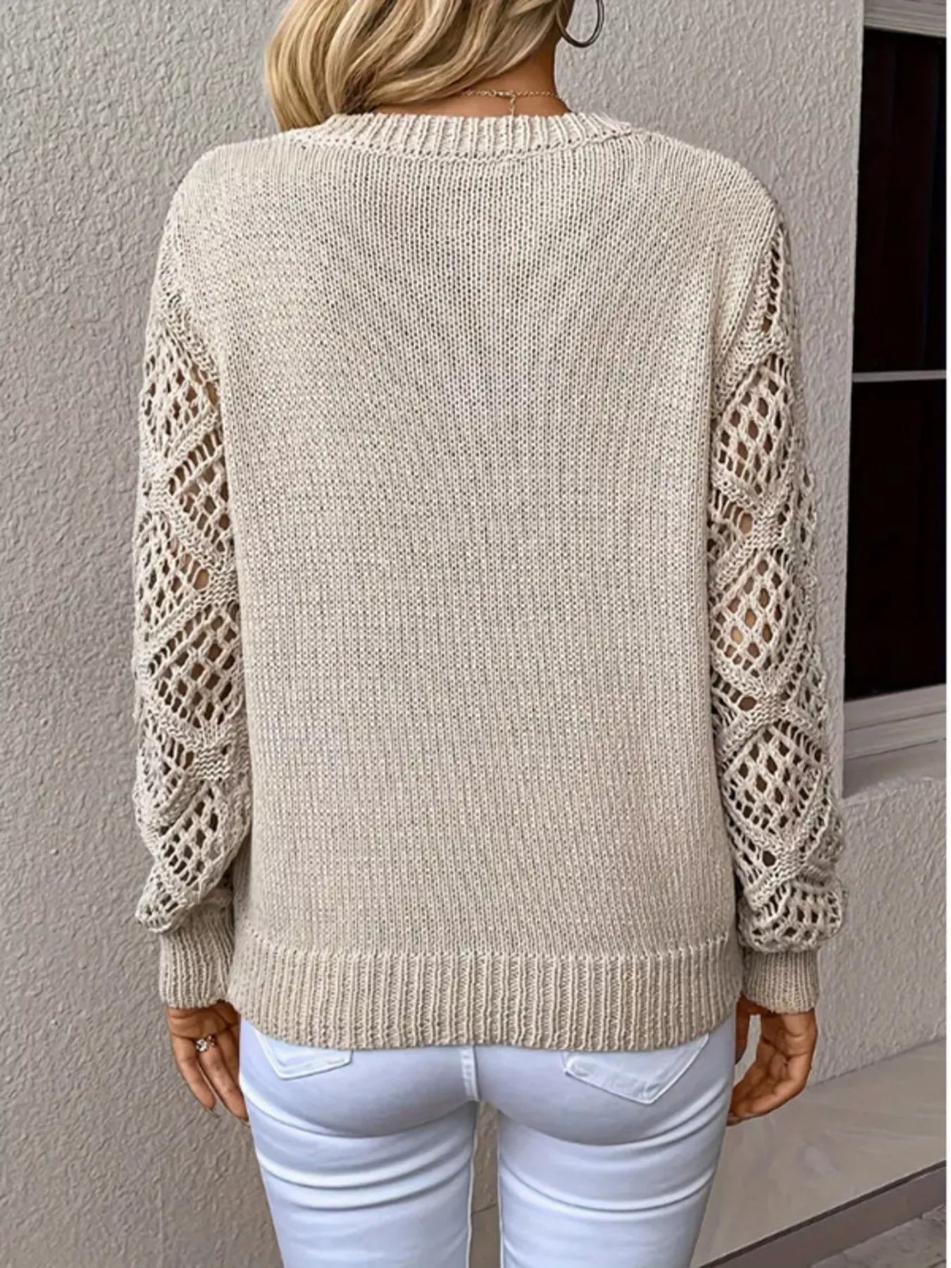 V-Neck Hollow-Out Sleeve Knit Sweater