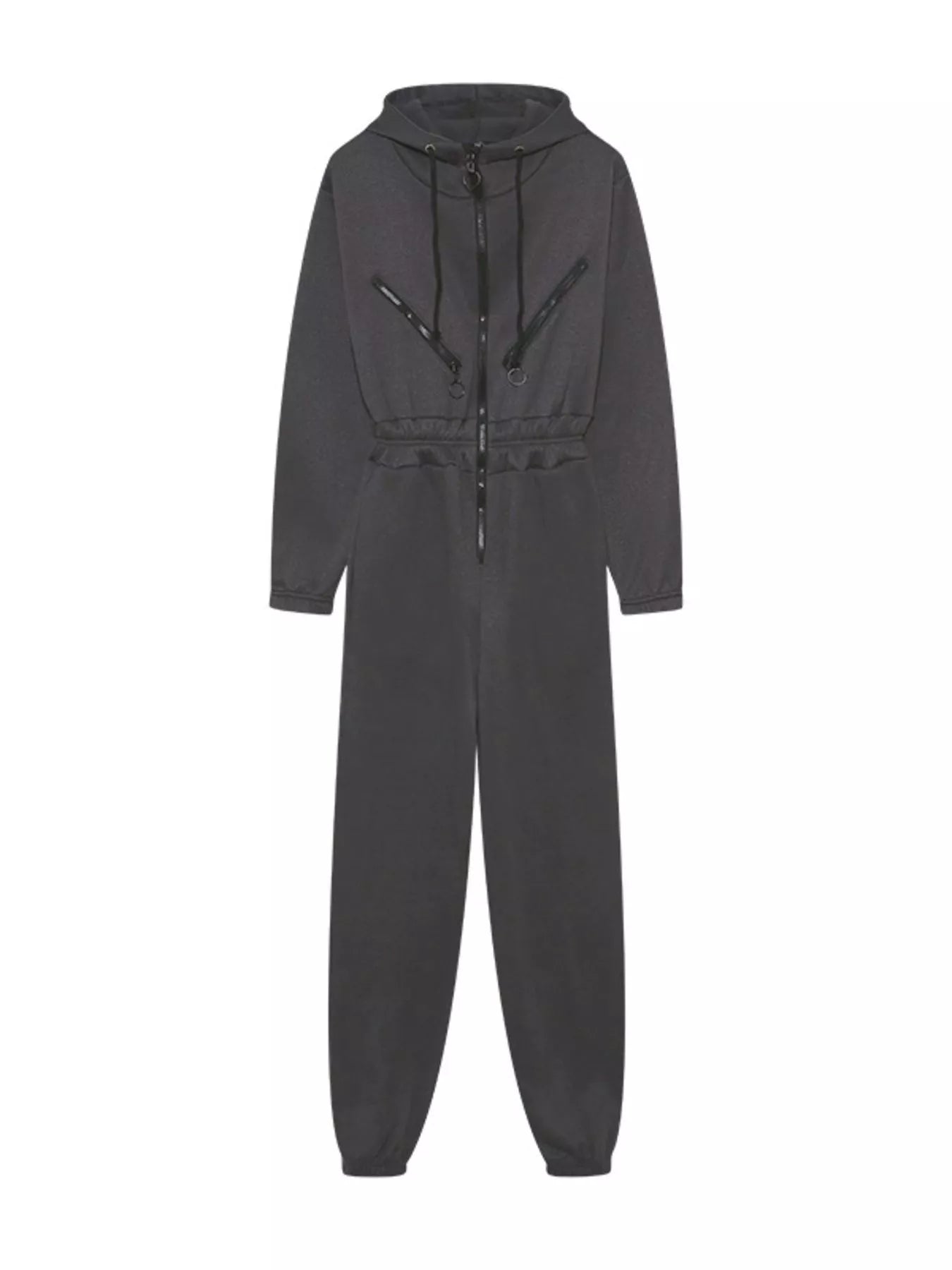 Hooded Zip-Up Long Sleeve Jumpsuit